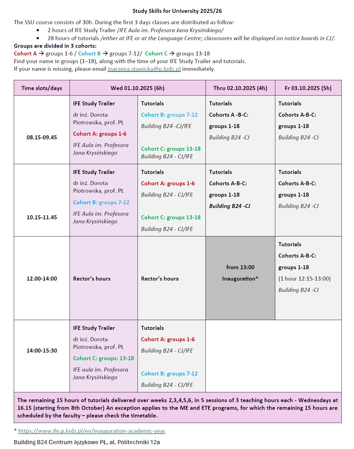 schedule 